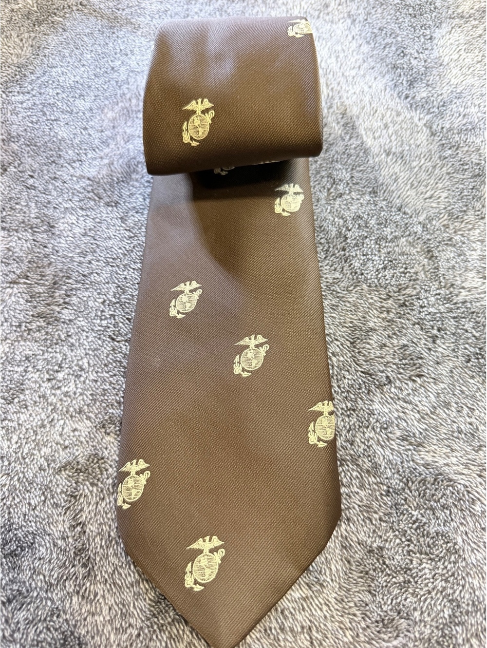 Wembley Brown Tie with Marine Emblem Pattern